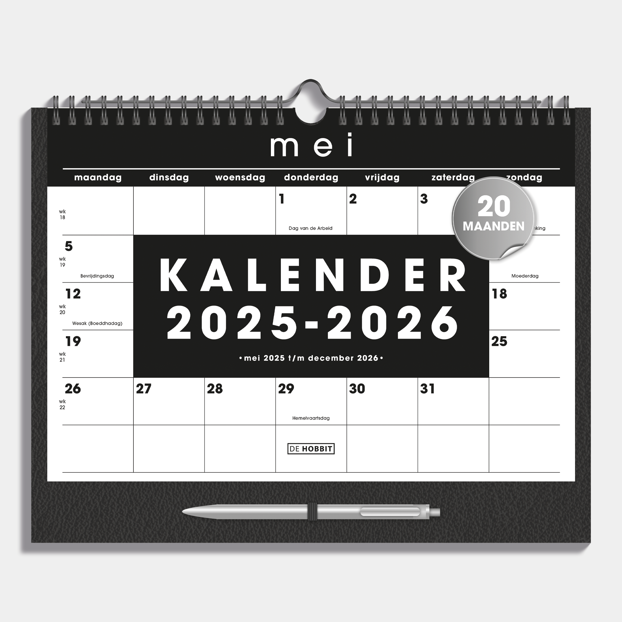 MAANDKALENDER 2025-2026 A4+ LEDERLOOK