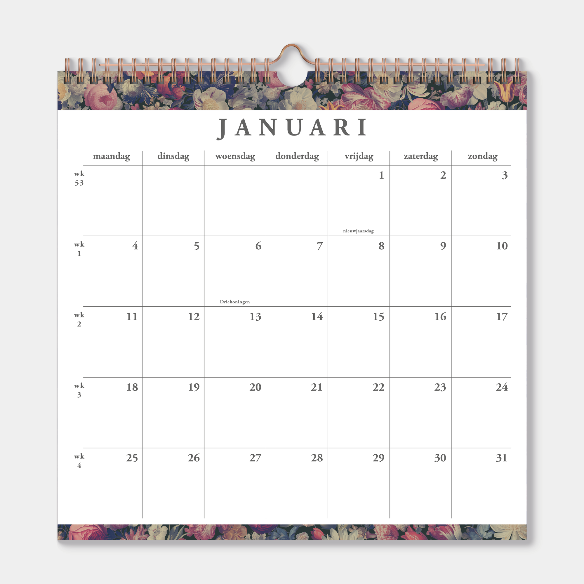 JAARKALENDER 2027 BLOEM KLASSIEK
