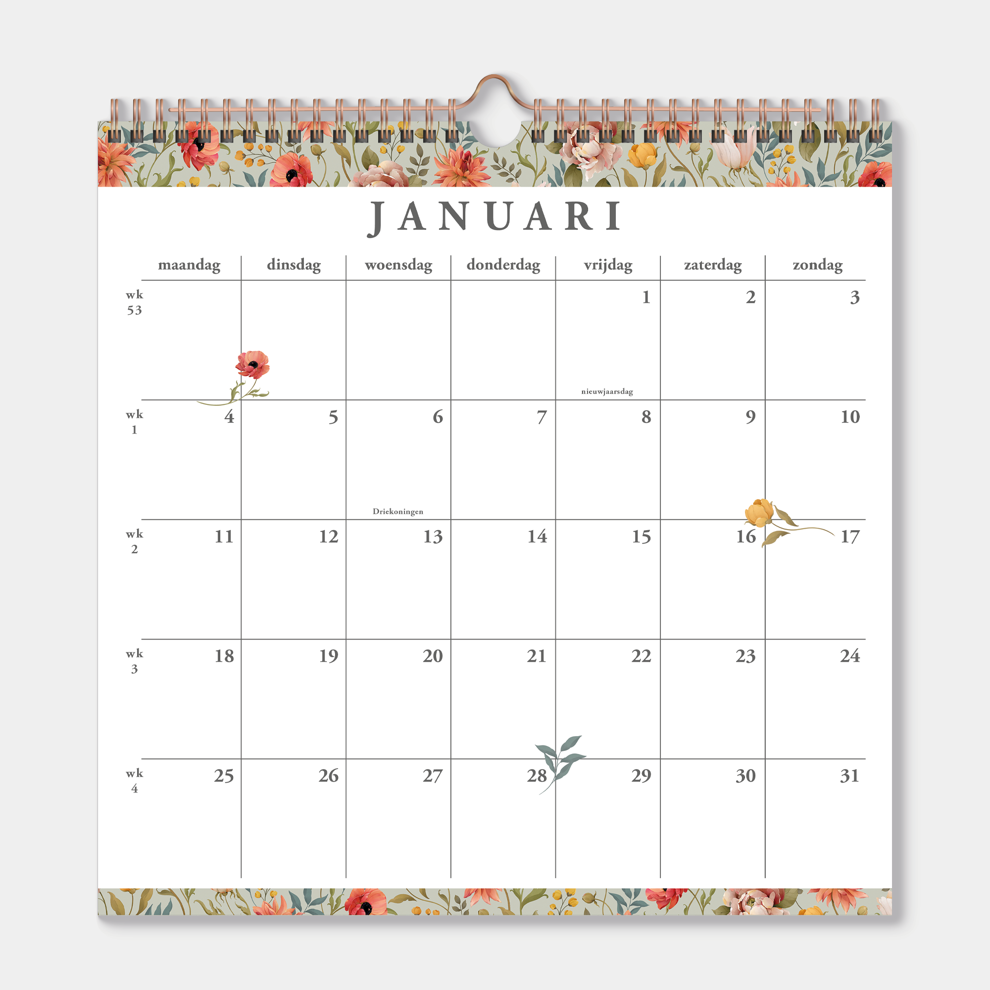 JAARKALENDER 2027 VINTAGE BLOEM