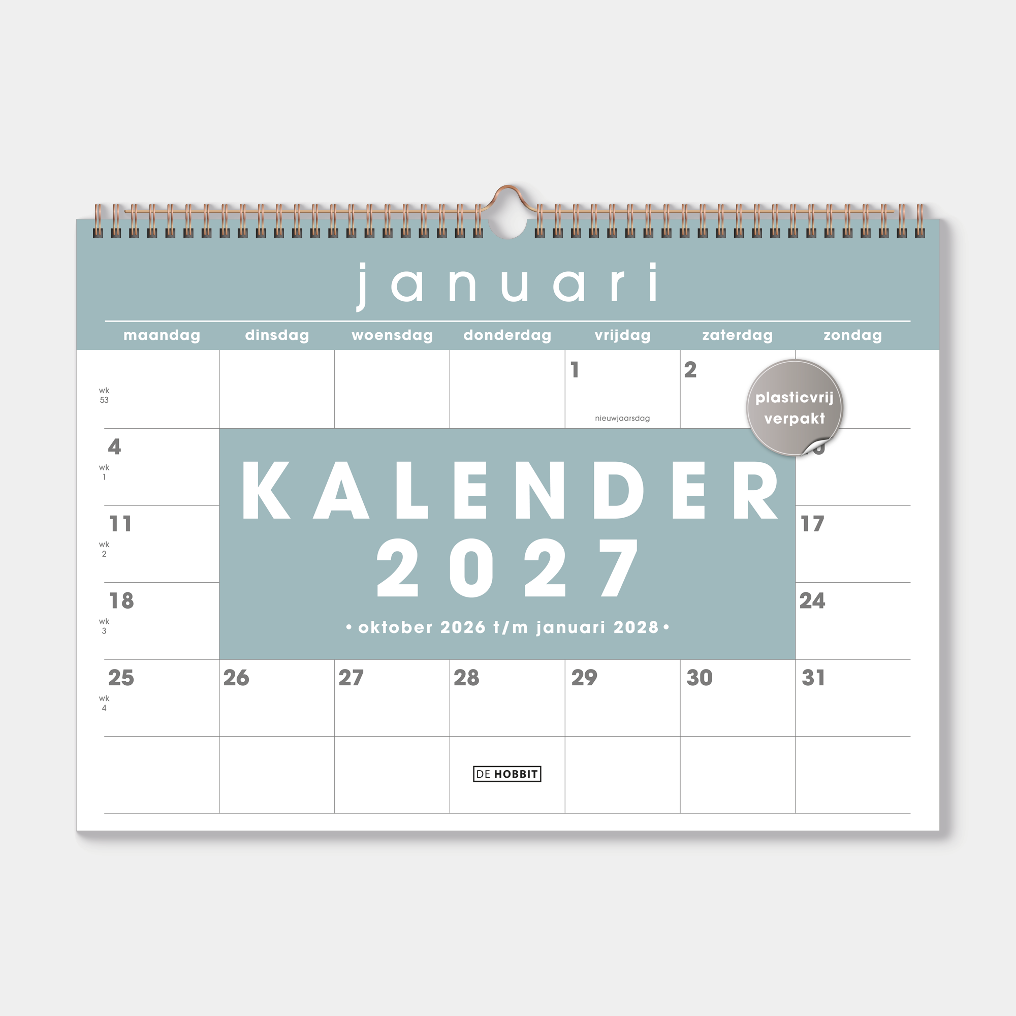 MAANDKALENDER 2027 A3 GRIJSGROEN