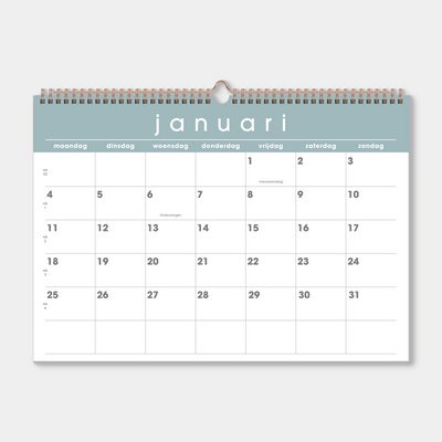 MAANDKALENDER 2027 A3 GRIJSGROEN