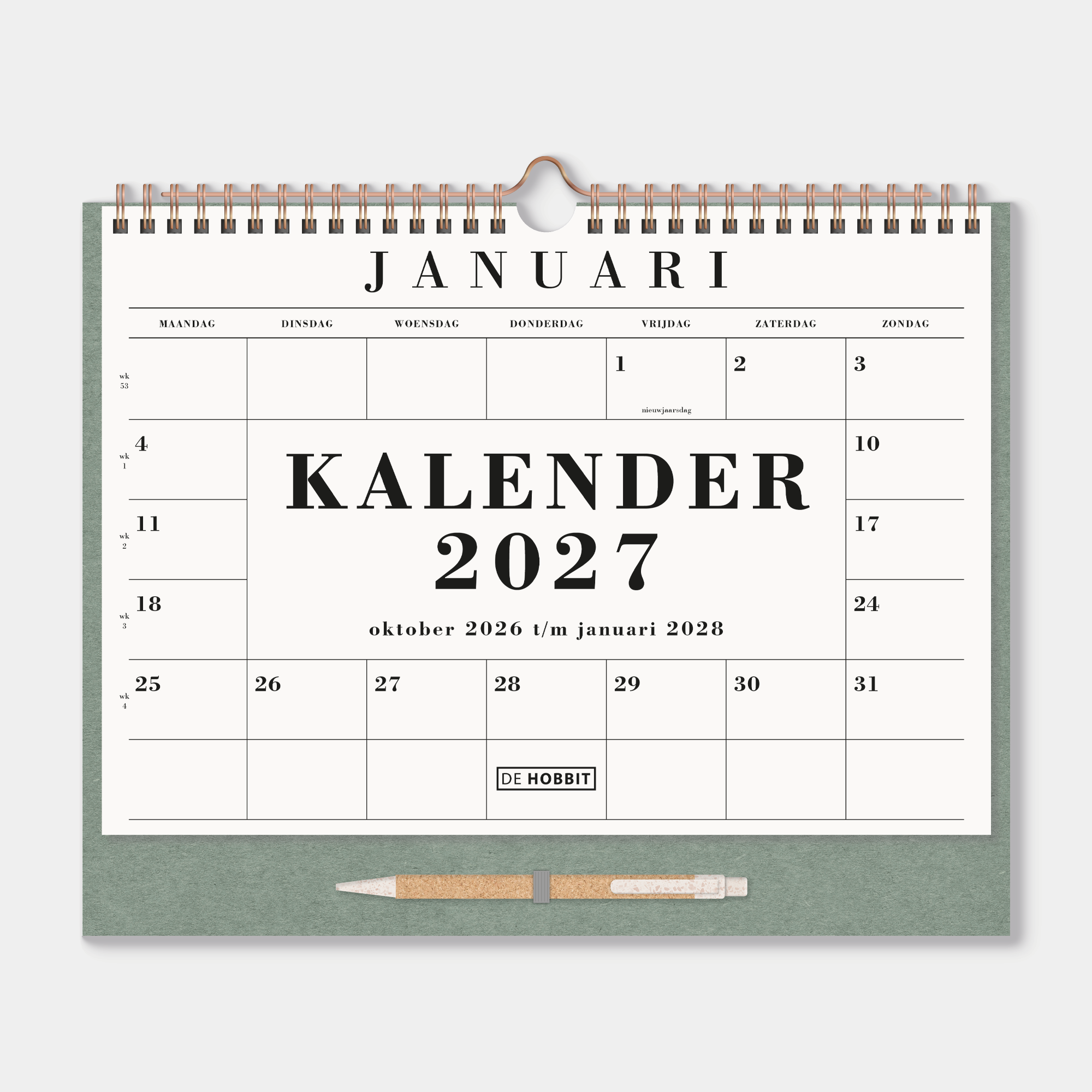 MAANDKALENDER 2027 A4+ GROEN