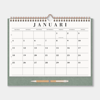 MAANDKALENDER 2027 A4+ GROEN