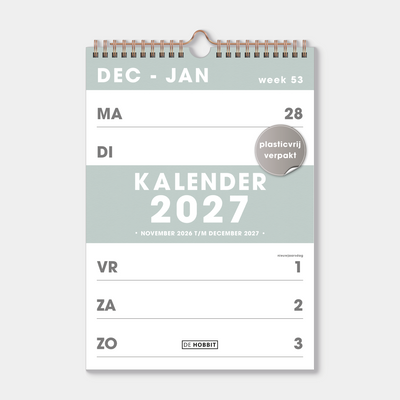 SPIRAALKALENDER 2027 A4 GRIJSGROEN