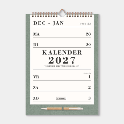 SPIRAALKALENDER 2027 A4 GROEN