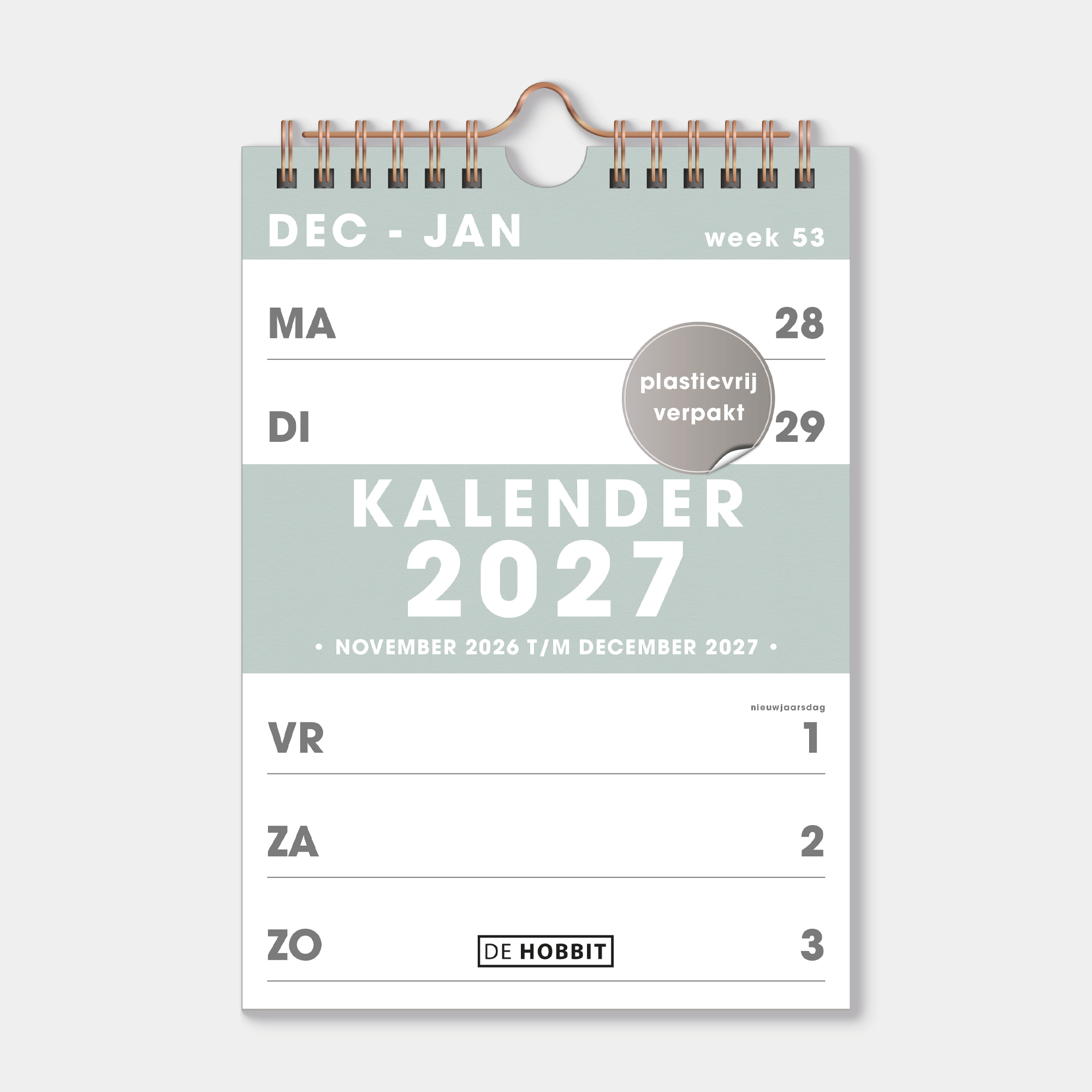 SPIRAALKALENDER 2027 A5 GRIJSGROEN