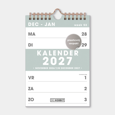 SPIRAALKALENDER 2027 A5 GRIJSGROEN