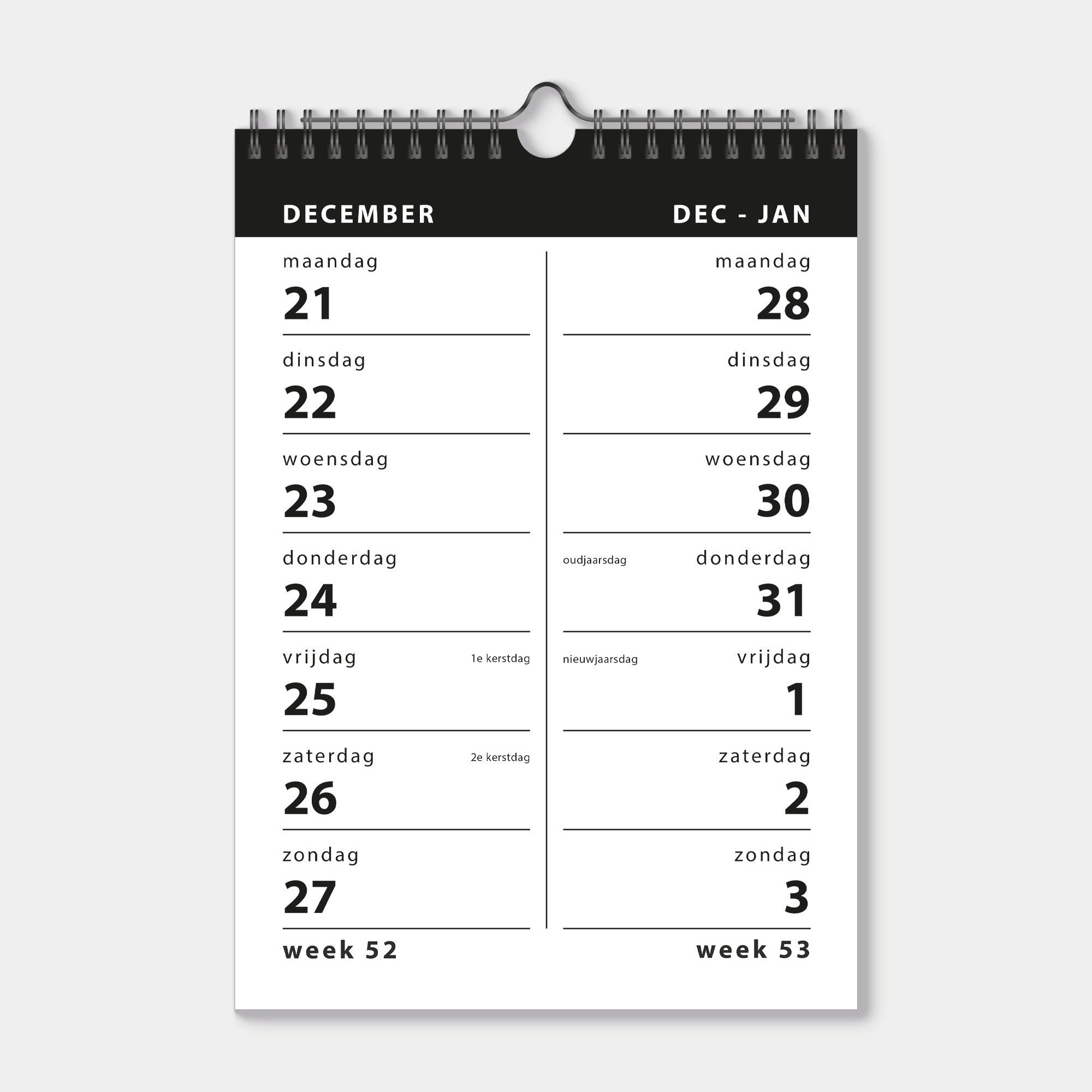 SPIRAALKALENDER 2027 2-WEEKS A4 BASIC
