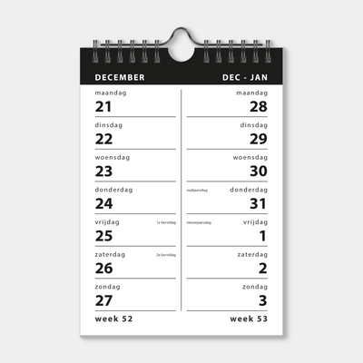 SPIRAALKALENDER 2027 2-WEEKS A5 BASIC