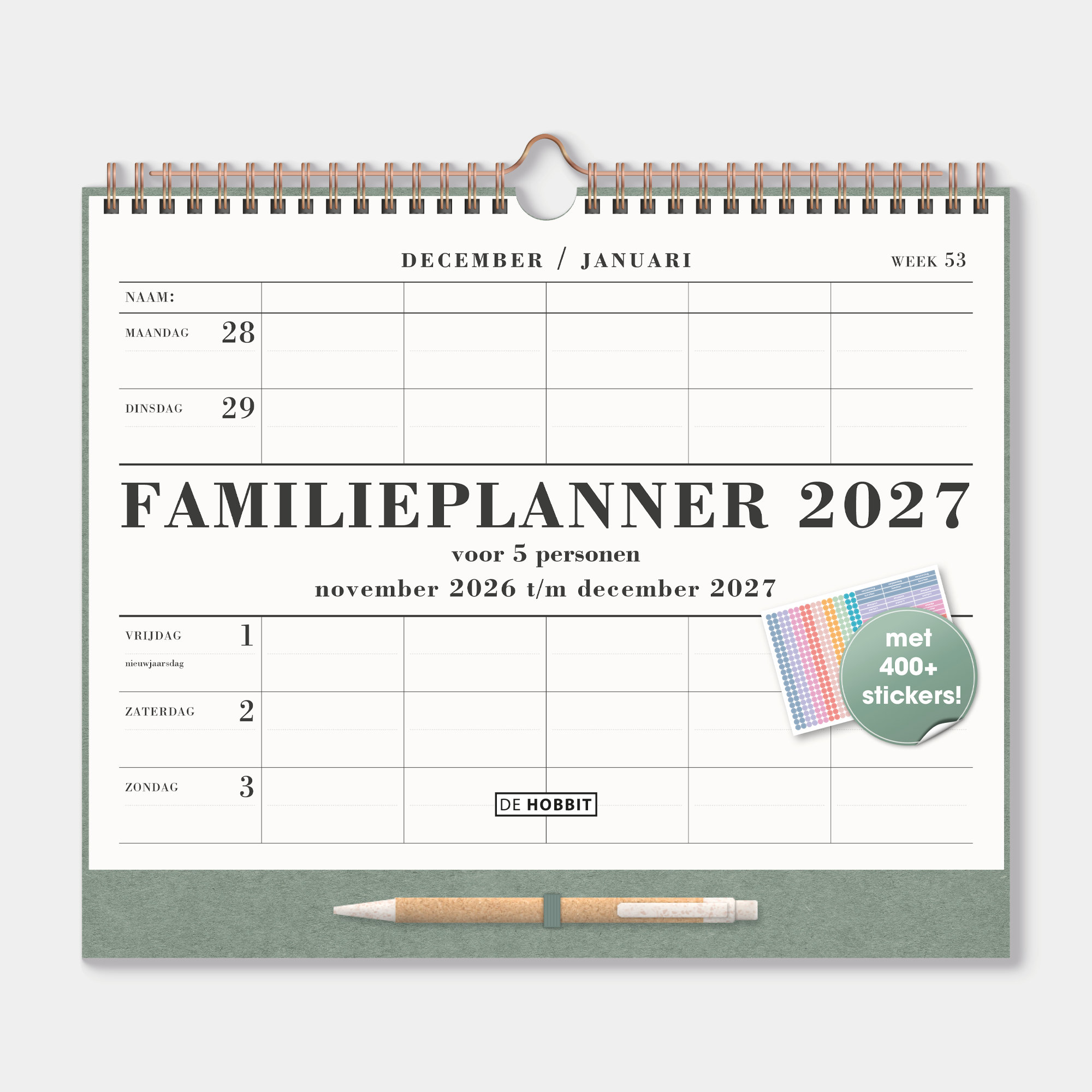 FAMILIEPLANNER 2027 A4+ GROEN