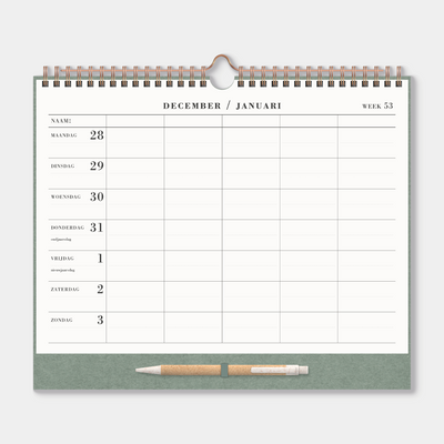 FAMILIEPLANNER 2027 A4+ GROEN