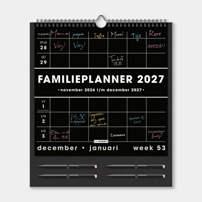 FAMILIEPLANNER MARKERS 2027 ±A3 ZWART