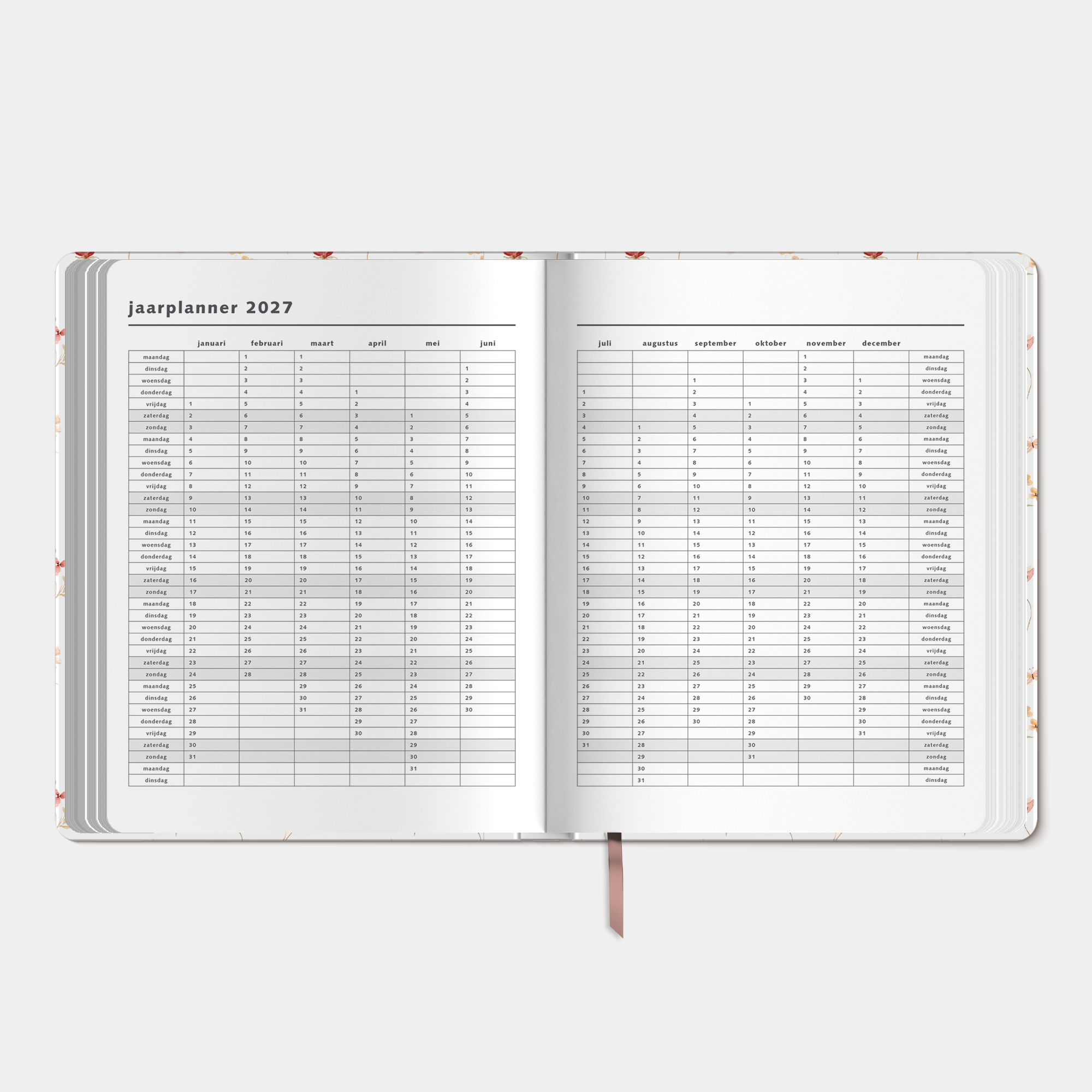 WEEKPLANNER 2027 ±A4 AQUAREL BLOEMETJES