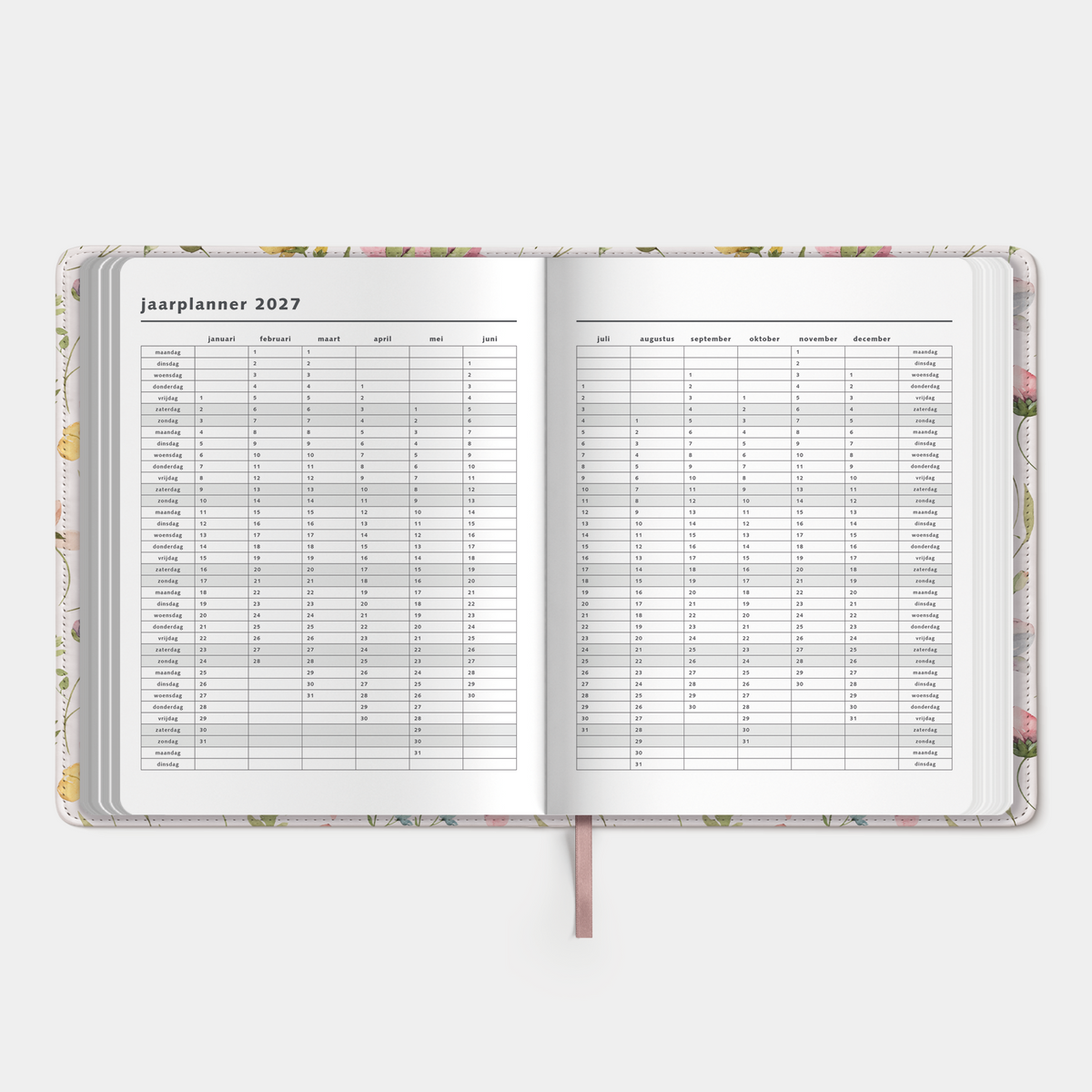 WEEKPLANNER 2027 ±A4 FLEX AQUAREL WILDE BLOEMETJES