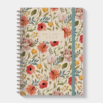 AFSPRAKENAGENDA 2027 A4 VINTAGE BLOEMEN