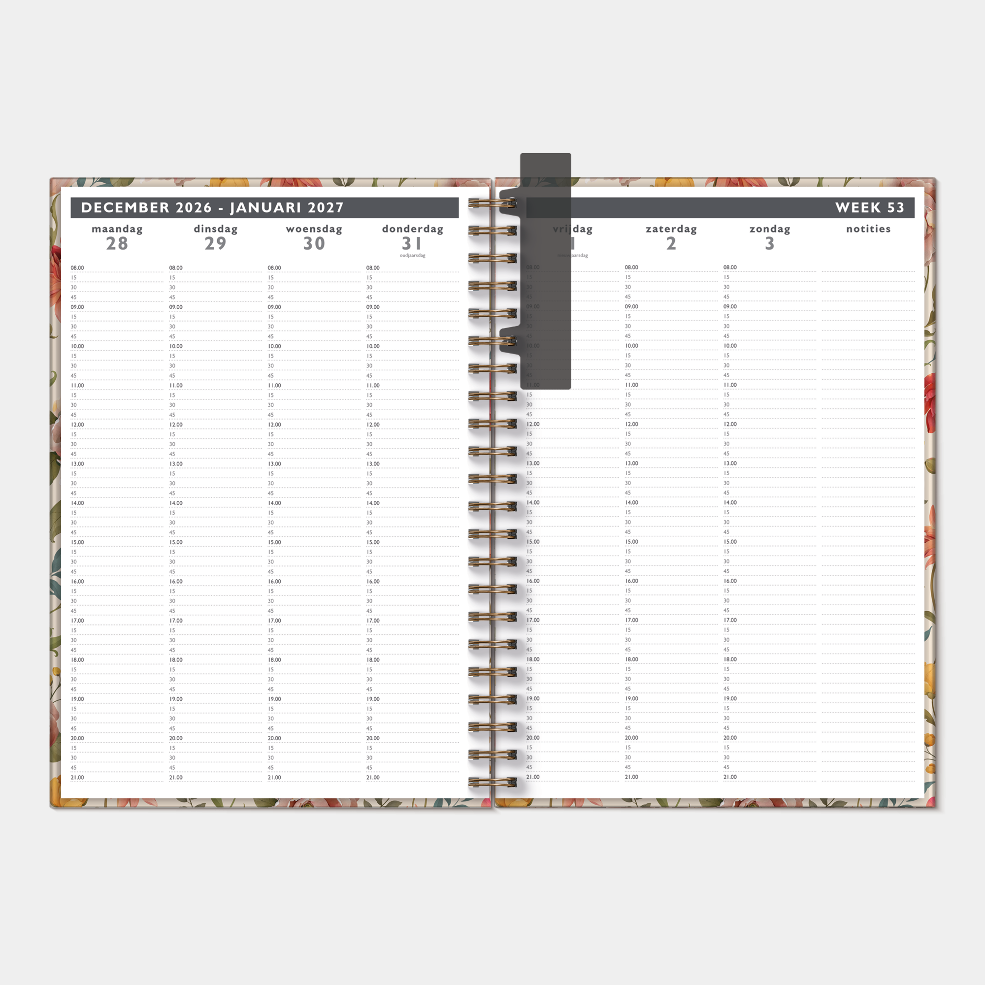 AFSPRAKENAGENDA 2027 A4 VINTAGE BLOEMEN