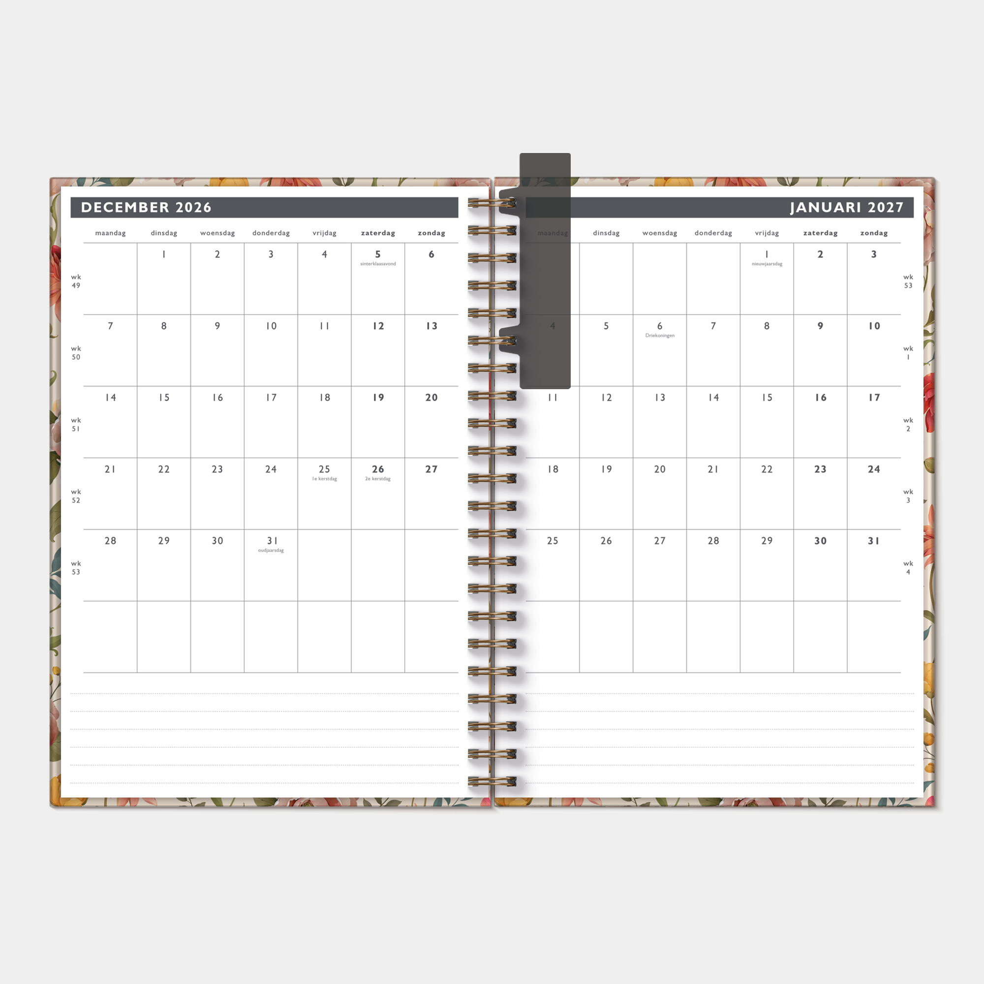 AFSPRAKENAGENDA 2027 A4 VINTAGE BLOEMEN