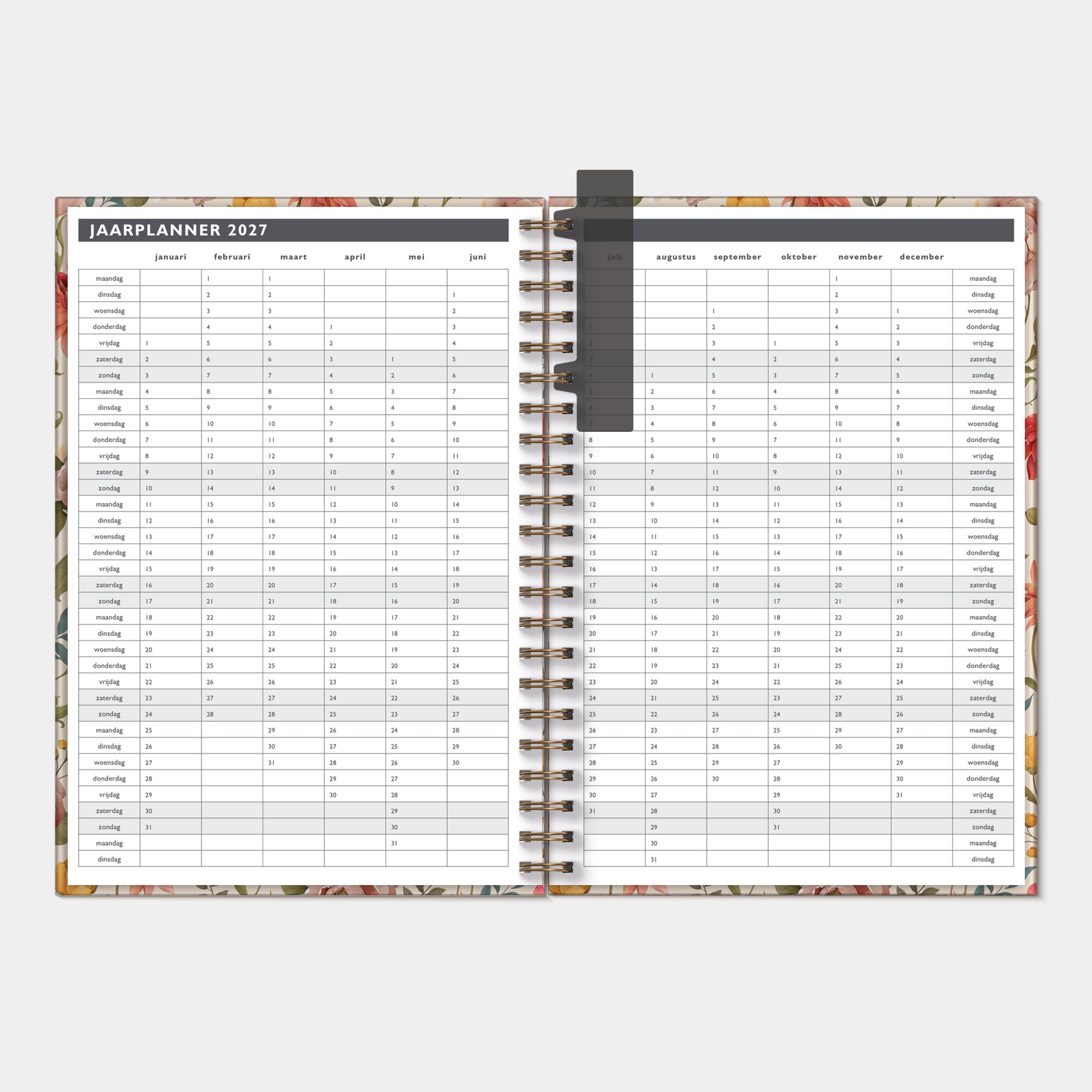 AFSPRAKENAGENDA 2027 A4 VINTAGE BLOEMEN