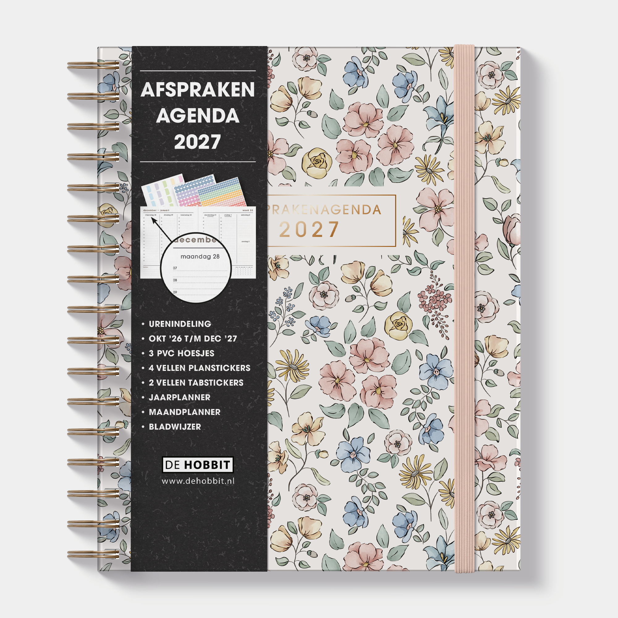 AFSPRAKENAGENDA 2027 A5+ PASTEL BLOEMETJES