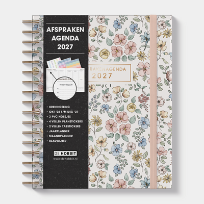AFSPRAKENAGENDA 2027 A5+ PASTEL BLOEMETJES