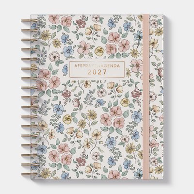 AFSPRAKENAGENDA 2027 A5+ PASTEL BLOEMETJES
