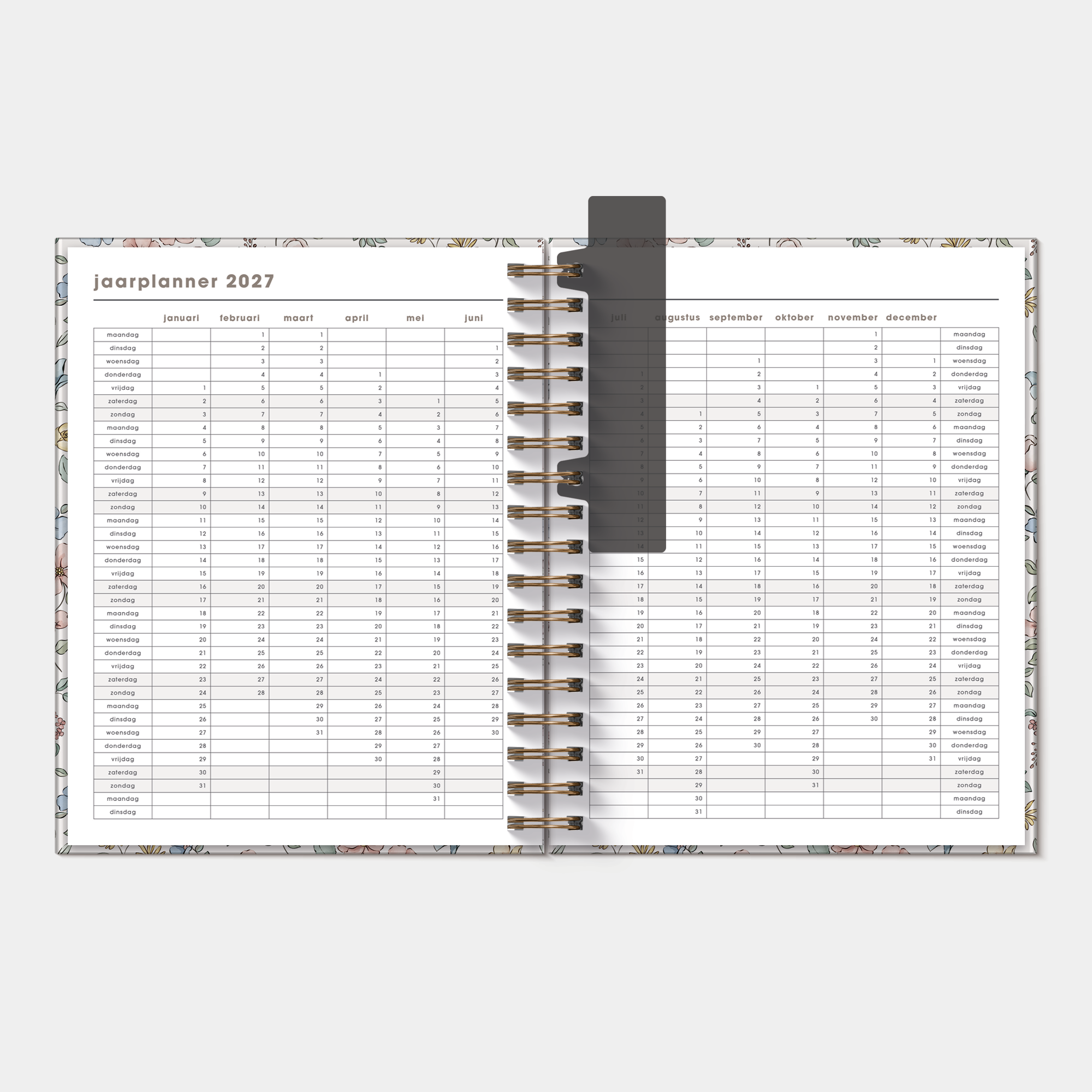 AFSPRAKENAGENDA 2027 A5+ PASTEL BLOEMETJES
