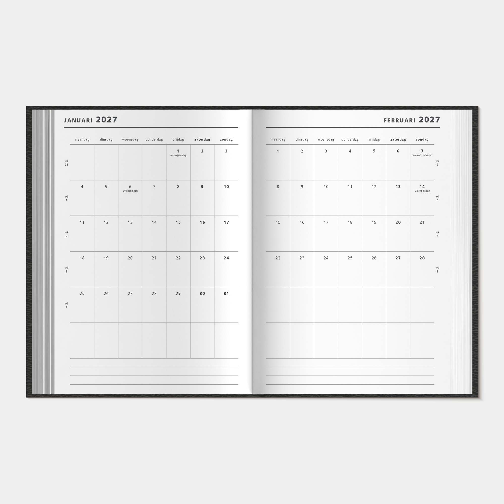 AFSPRAKENAGENDA ZAKELIJK 2027 ±A4 FLEXCOVER LEDERLOOK
