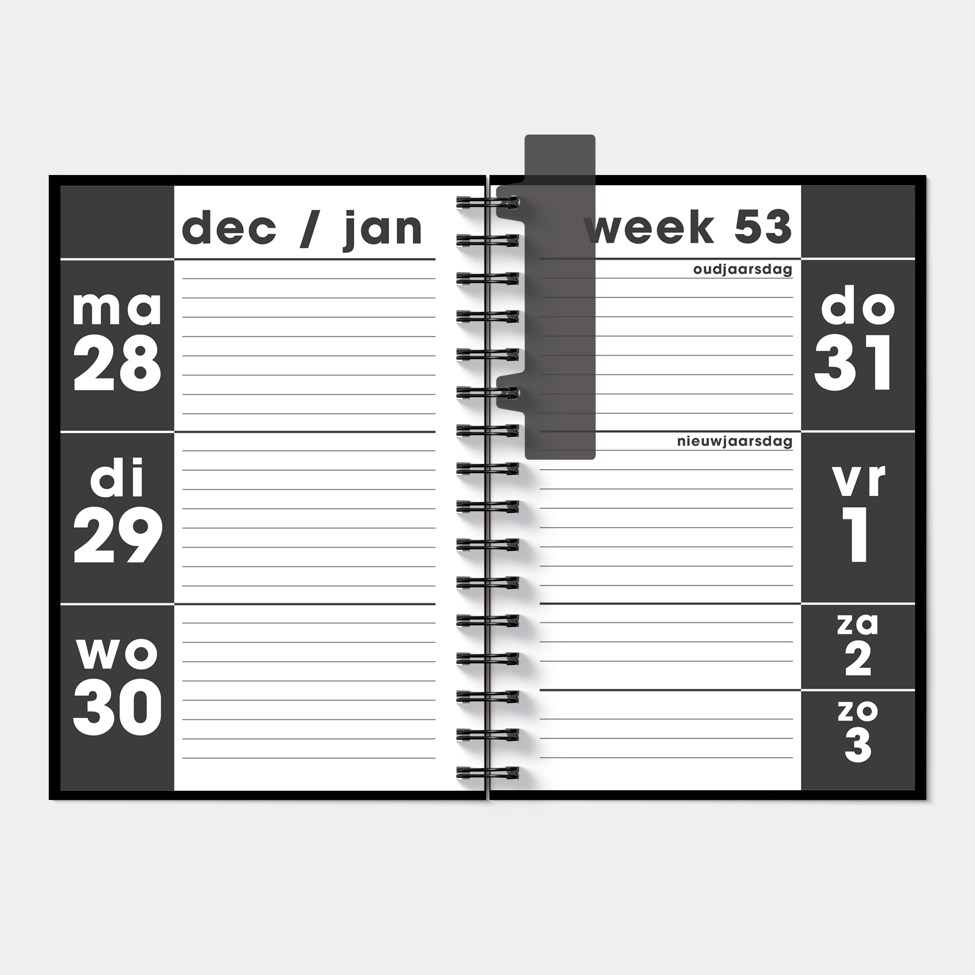GROOTLETTER RINGBAND AGENDA 2027 ±A5 ZWART