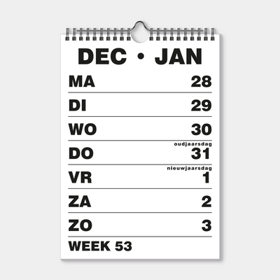 GROOTLETTER WEEKKALENDER 2027 A4
