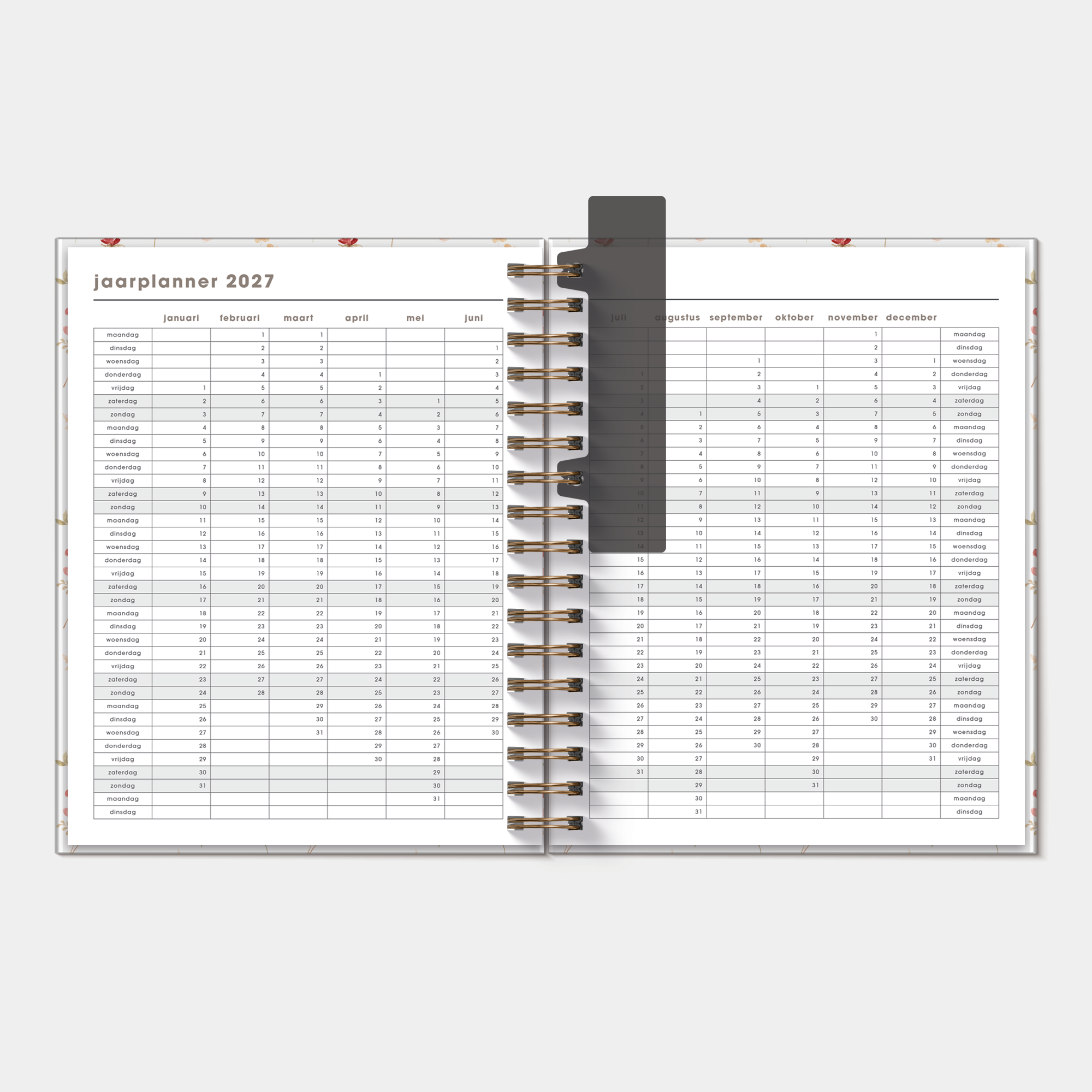 WEEKPLANNER LUXE 2027 A5+ AQUAREL BLOEMETJES