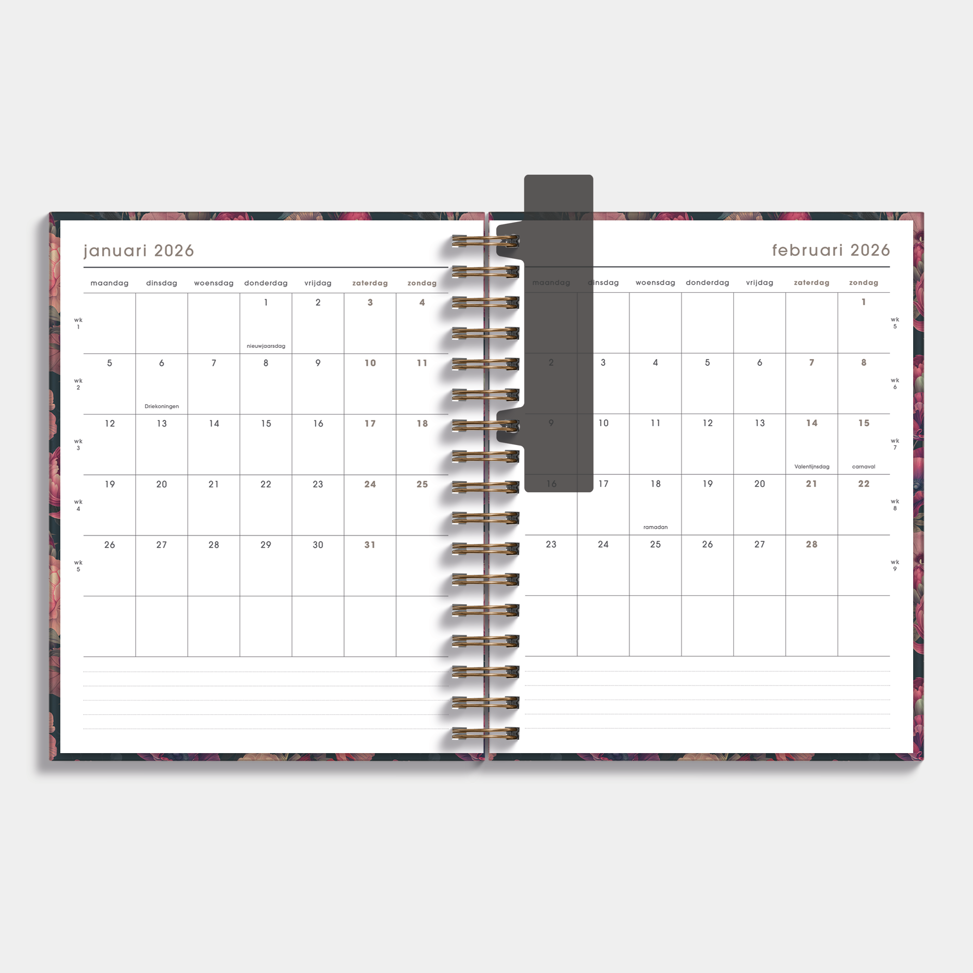 LUXE WEEKPLANNER 2026 A5+ KLASSIEKE ROZEN