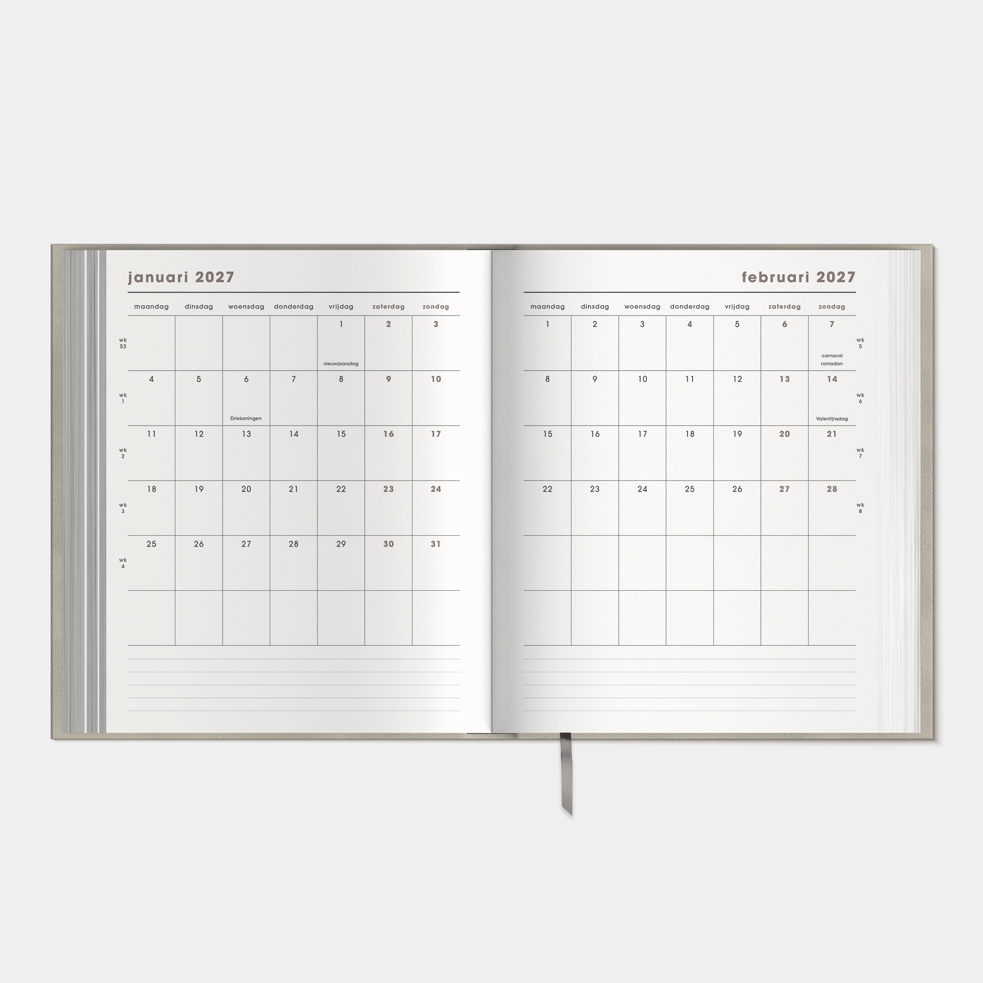 WEEKPLANNER LUXE 2027 A5+ FLEX SUEDE