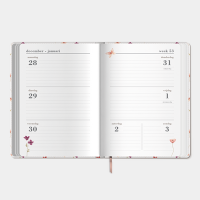 WEEKAGENDA 2027 AQUAREL BLOEMETJES