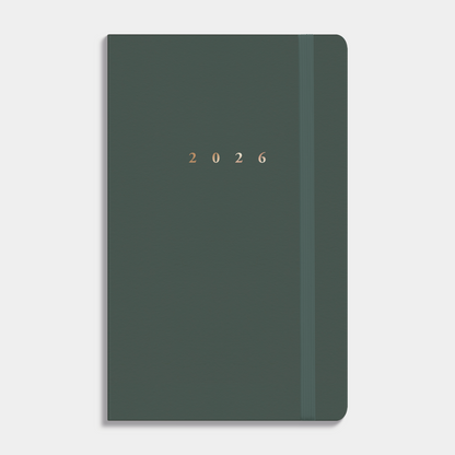 LUXE POCKET AGENDA 2026 ±A6 SUEDELOOK DONKERGROEN
