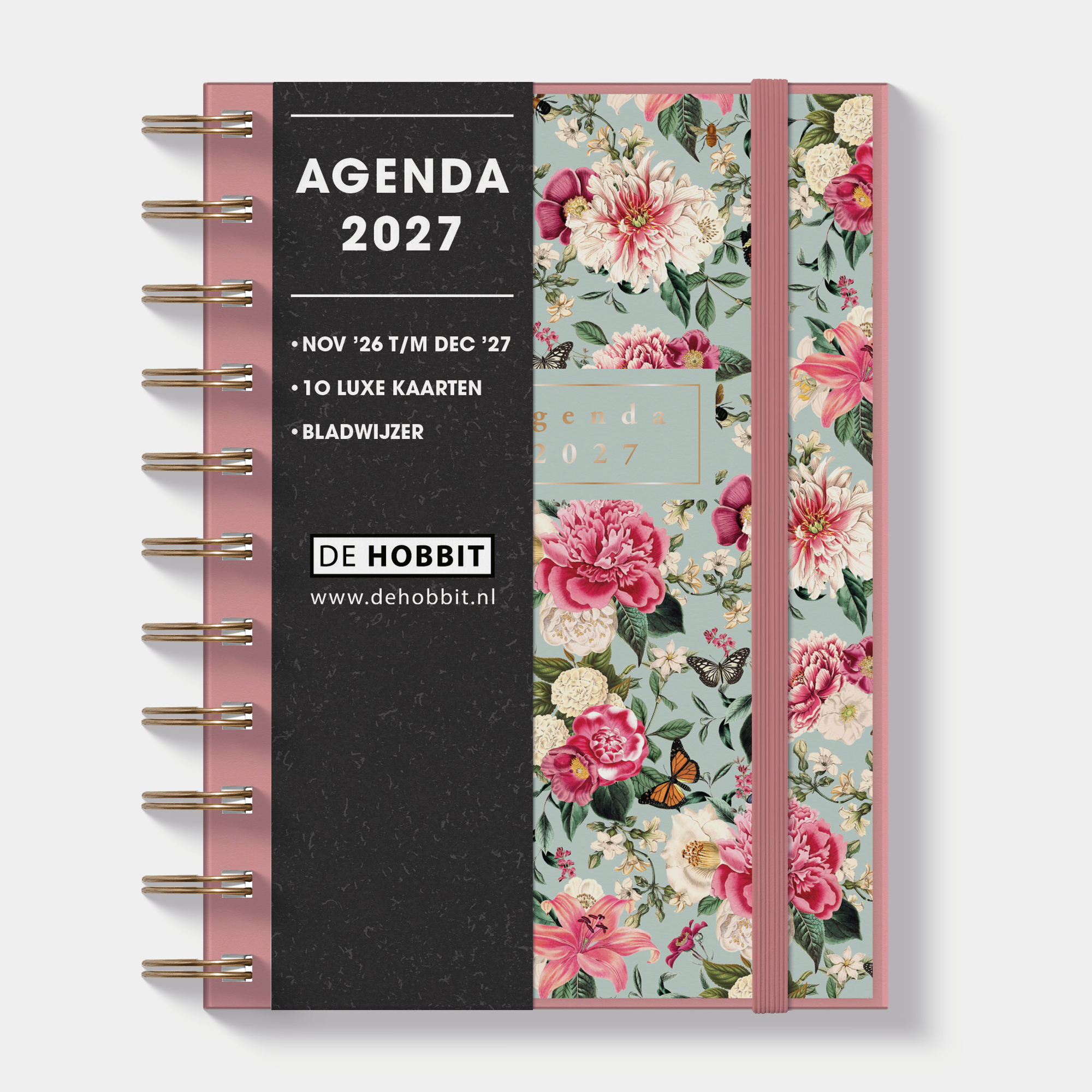 RINGBAND AGENDA 2027 A6 SPIRAAL bloemetjes