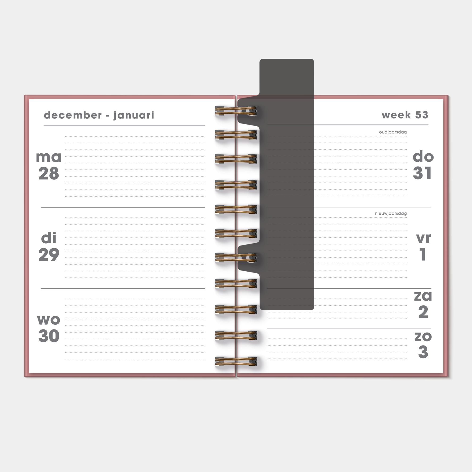 RINGBAND AGENDA 2027 A6 SPIRAAL bloemetjes