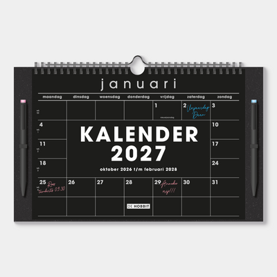 MAANDKALENDER MARKERS 2027 A4+ ZWART