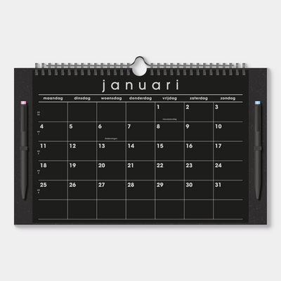 MAANDKALENDER MARKERS 2027 A4+ ZWART