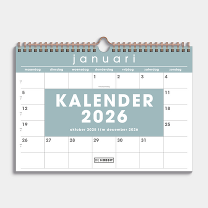 MAANDKALENDER 2026 A4 GRIJSGROEN