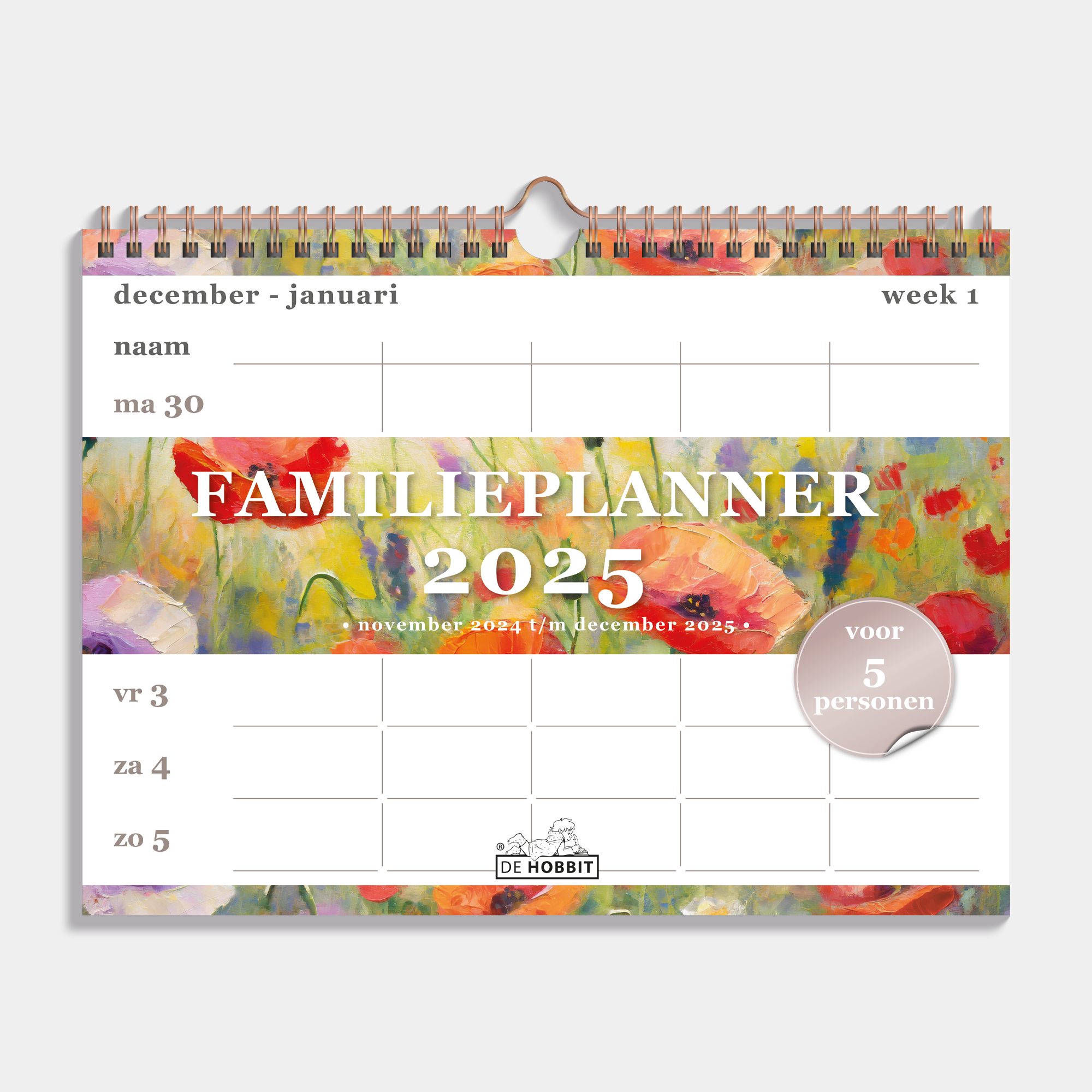 FAMILIEPLANNER 2025 A4 OLIEVERF KLAPROOS