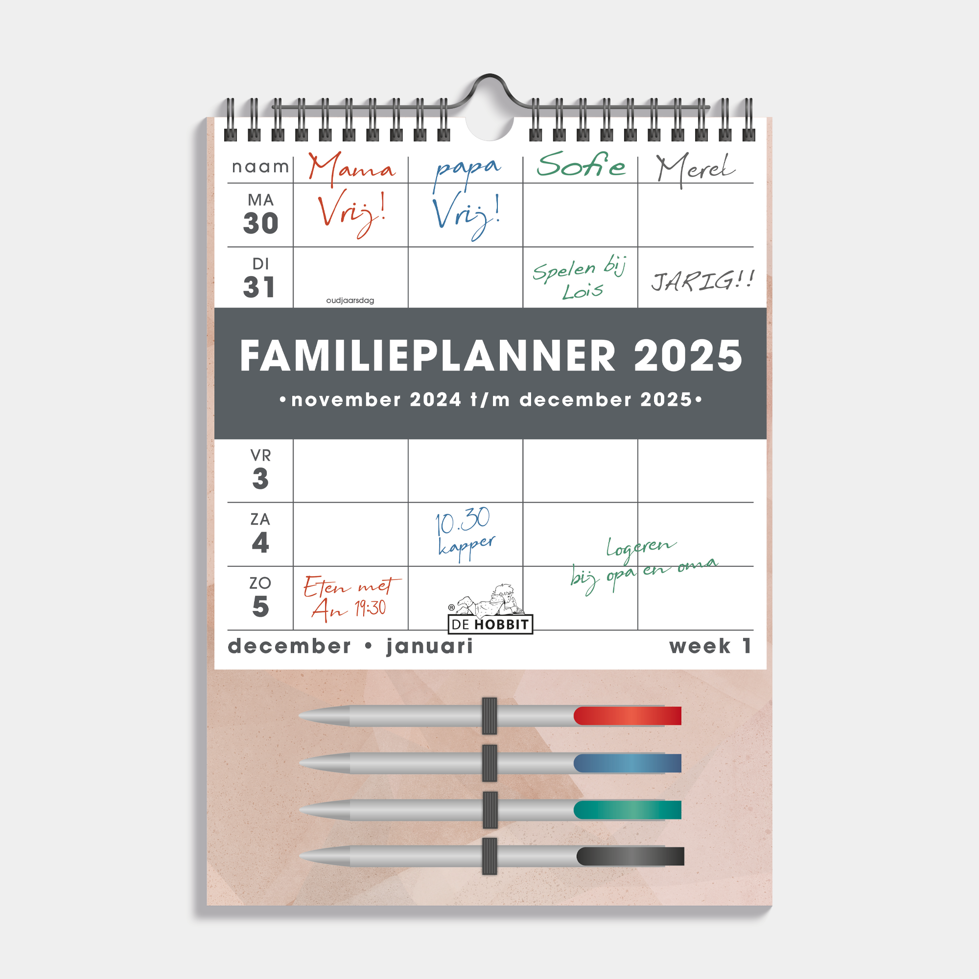 FAMILIEPLANNER MARKERS 2025 A4 ABSTRACT OUDROZE