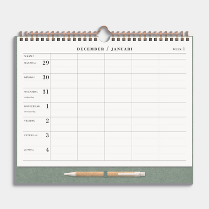 FAMILIEPLANNER 2026 A4+ GROEN