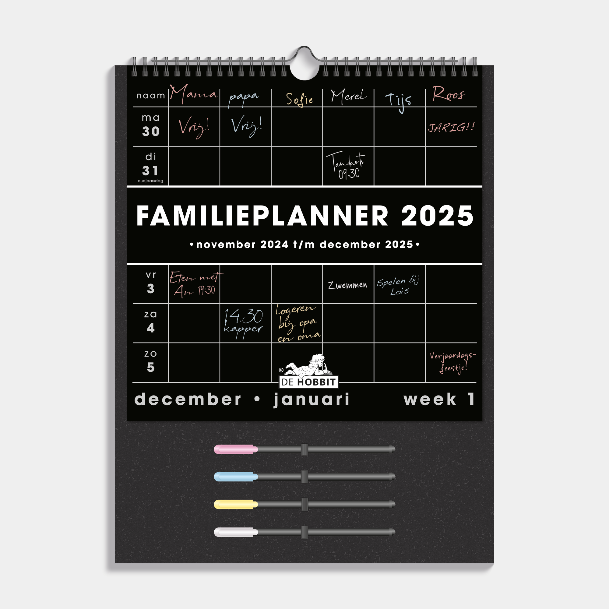 FAMILIEPLANNER MARKERS 2025 A3 ZWART