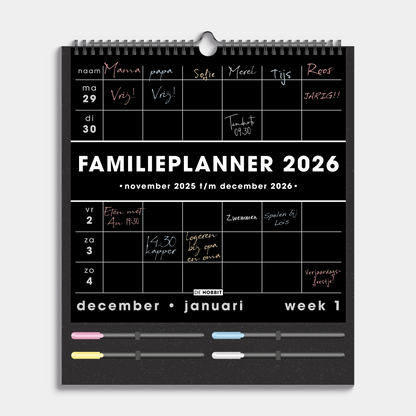 FAMILIEPLANNER MARKERS 2026 ±A3 ZWART