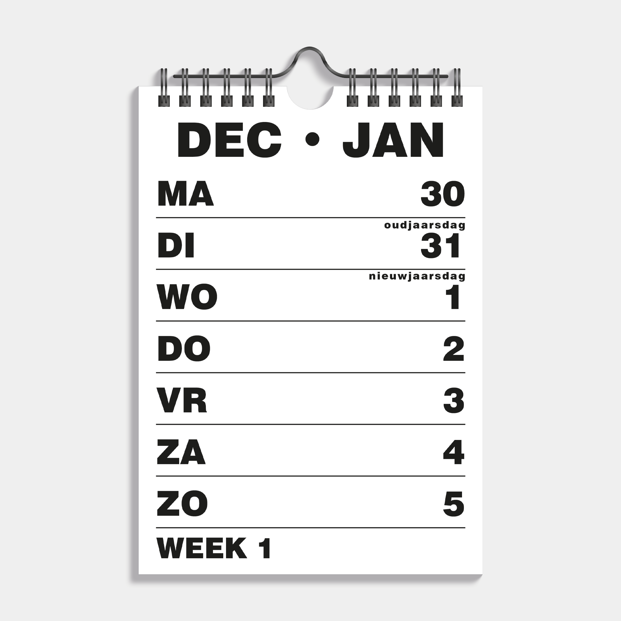 GROOTLETTER WEEKKALENDER 2025 A5