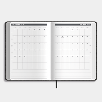 AFSPRAKENAGENDA 2026 A5 FLEX LEDERLOOK