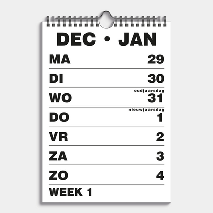 GROOTLETTER WEEKKALENDER 2026 A4