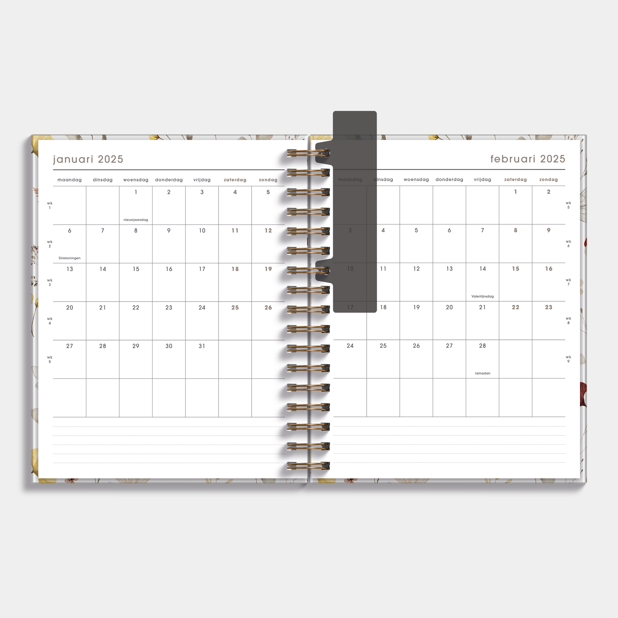 WEEKPLANNER 2025 A5+ AQUAREL BLOEMETJES