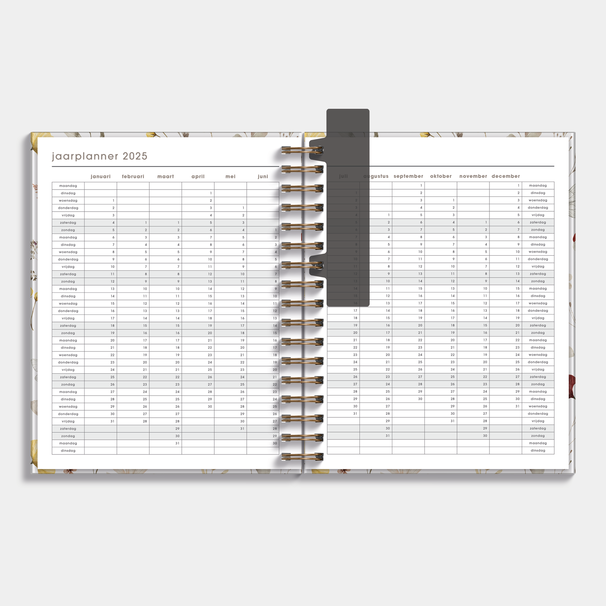 WEEKPLANNER 2025 A5+ AQUAREL BLOEMETJES