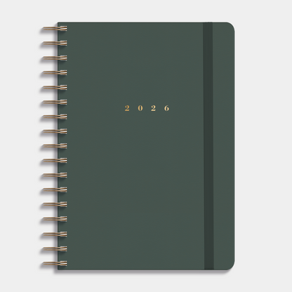 LUXE RINGBAND AGENDA 2026 A5 SUEDELOOK DONKERGROEN
